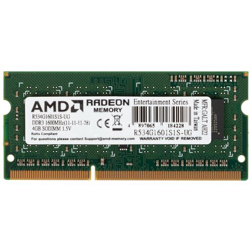 Оперативная память AMD R534G1601S1S-UG DDR3 - 4ГБ 1600, SO-DIMM, Ret