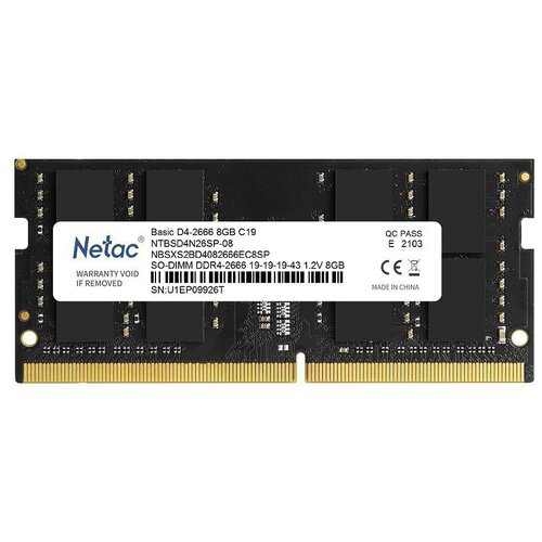 Оперативная память 8Gb DDR4 2666MHz Netac SO-DIMM (NTBSD4N26SP-08)