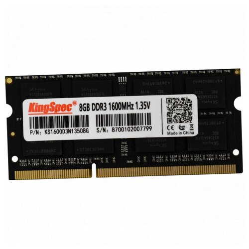 Память DDR3 8Gb 1600MHz Kingspec KS1600D3N13508G RTL PC3-12800 CL11 SO-DIMM 204-pin 1.35В