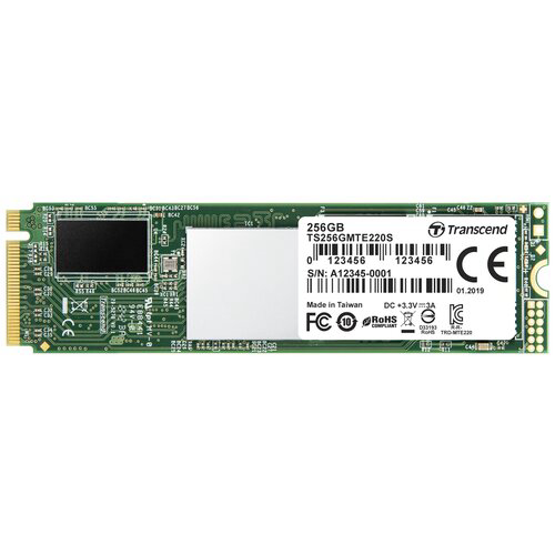 Transcend MTE220S SSD 256GB, 3D TLC, M.2 (2280), PCIe Gen 3.0 x4, NVMe, R3300/W1100, TBW 550