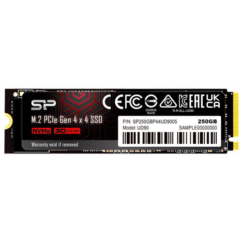 Твердотельный накопитель SSD M.2 2280 250Gb SiliconPower UD90 [SP250GBP44UD9005] TLC 3D NAND (R4800/W4200MB/s)