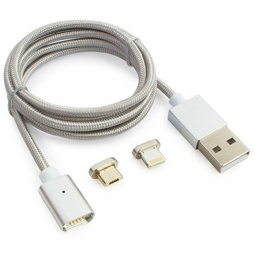 Кабель магнитный USB 2.0 Cablexpert CC-USB2-AMLM3-1M, AM/microBM 5P - iPhone lightning, комбо кабель