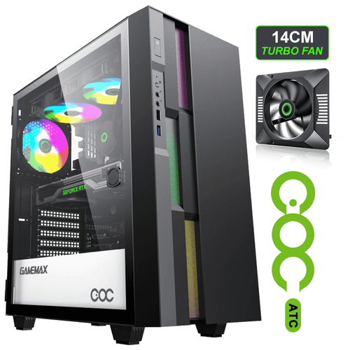 Корпус Mid-Tower GameMax Brufen C3 BG черный [закаленное стекло, 1 x 120 мм, 1 x 140 мм, 0.5 мм] [BrufenC3BG]