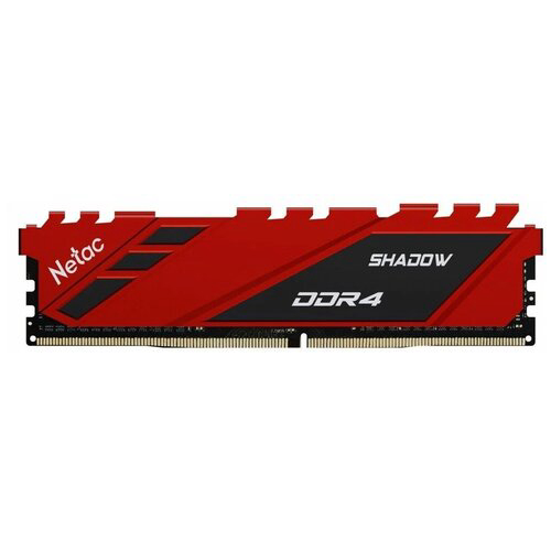 DDR 4 DIMM 16Gb PC25600, 3200Mhz, Netac Shadow NTSDD4P32SP-16R   C16 Red, с радиатором