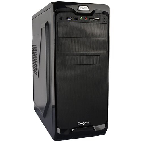 Корпус Miditower ExeGate UN-604 Black, ATX, <UN450, 120mm> 2*USB+2*USB3.0, Audio