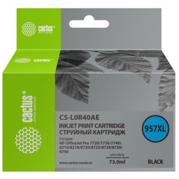 Картридж струйный Cactus CS-L0R40AE 957XL черный (73мл) для HP OfficeJet 8210/8218/8720/8725/8730