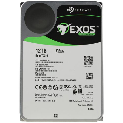 Жесткий диск Seagate Original SATA-III 12Tb ST12000NM001G Exos X16 512E (7200rpm) 256Mb 3.5"