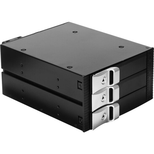 Корзина ExeGate HS335-01 2x5.25" на 3x3.5", HotSwap, SATA/SAS, сталь + пластик, с замком, черный