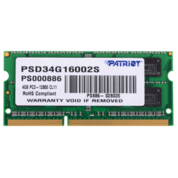 Оперативная память SO-DIMM 4 Гб DDR3 1600 МГц Patriot (PSD34G16002S) PC-12800