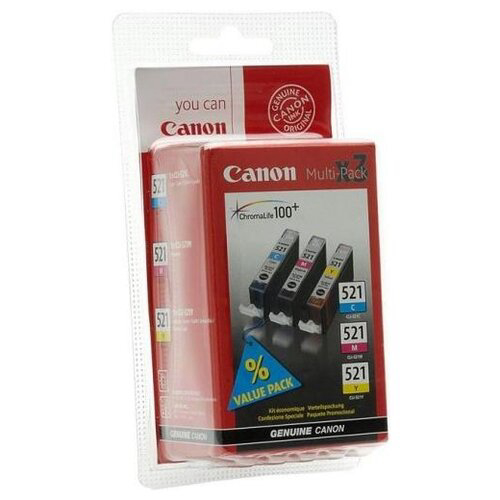 Картридж струйный Canon CLI-521 2934B010 голубой/пурпурный/желтый набор