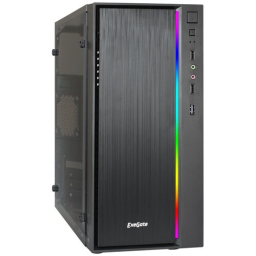 Корпус Minitower ExeGate mEVO-9301 Black-RGB light, mATX, <без БП>, с окном, 2*USB+1*USB3.0, HDAudio