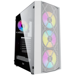 Корпус Powercase Rhombus X4 White, Tempered Glass, Mesh, 4x 120mm 5-color LED fan, белый, ATX