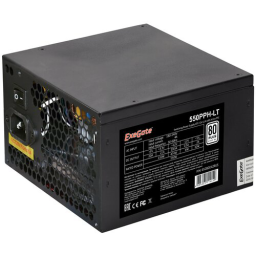 Блок питания 550W ExeGate 550PPH-LT OEM, ATX, black, 80+, APFC, 12cm, 24p, (4+4)p, 5*SATA, 3*IDE,