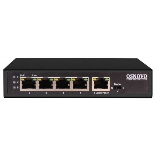 Коммутатор Osnovo SW-8050/D 5G 4PoE+ 90W неуправляемый