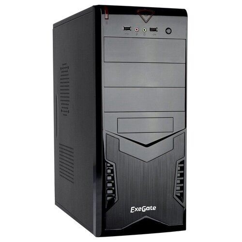 Корпус Miditower ExeGate CP-601 Black, ATX, <CP400W, 80mm>, 2*USB, Audio