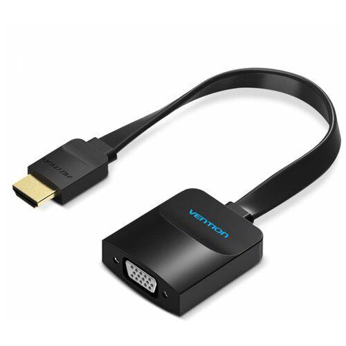 Переходник HDMI (M) - VGA (F) + jack 3,5, 0.15м, Vention, Черный [ACKBB] доп. питание от USB, плоский