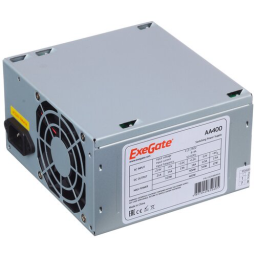 Блок питания 400W ExeGate AA400, ATX, 8cm fan, 24p+4p, 2*SATA, 1*IDE