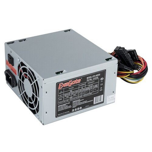 Блок питания 500W ExeGate AB500, ATX, SC, 8cm fan, 24p+4p, 3*SATA, 2*IDE, FDD