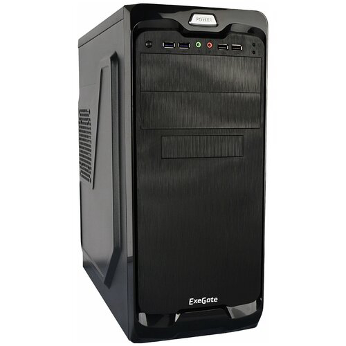 Корпус Miditower ExeGate UN-604 Black, ATX, <UN500, 120mm> 2*USB+2*USB3.0, Audio