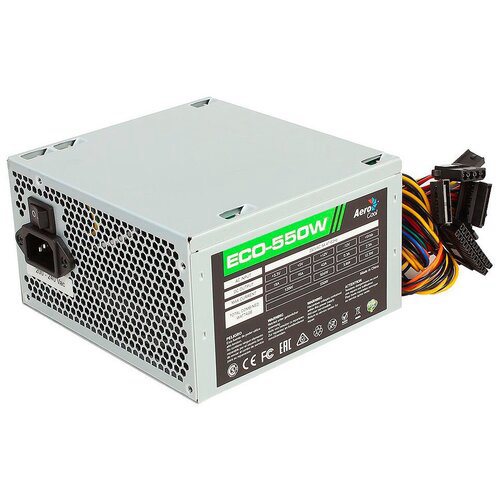 Блок питания Aerocool ATX 550W ECO-550 (20+4pin) 120mm fan 4xSATA RTL