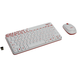 Клавиатура + мышь Logitech MK240 клав:белый/красный мышь:белый/красный