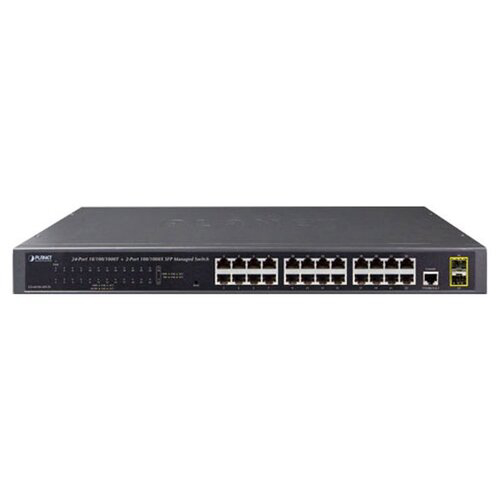 коммутатор PLANET IPv4/IPv6, 24-Port 10/100/1000Base-T + 2-Port 100/1000MBPS SFP L2/L4 SNMP