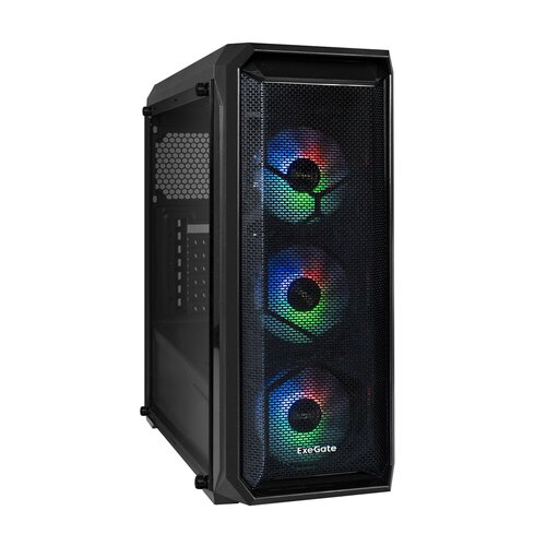 Корпус Miditower ExeGate i3 NEO-NPX500 (ATX, 500NPX12см, 2USB+USB3.0, HDаудио, 3x12смRGB, контр+ПДУ)