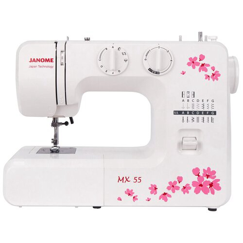 Швейная машина MX 55 JANOME, белый, розовый рисунок