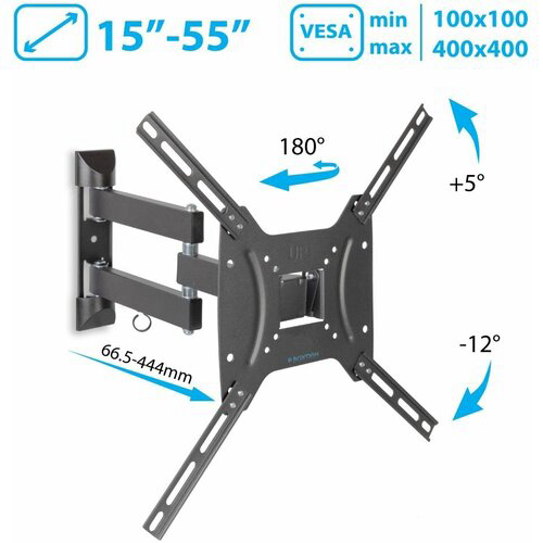 Кронштейн для телевизора Kromax DIX-24 черный 15"-55" макс.35кг настенный поворотно-выдвижной и наклонный