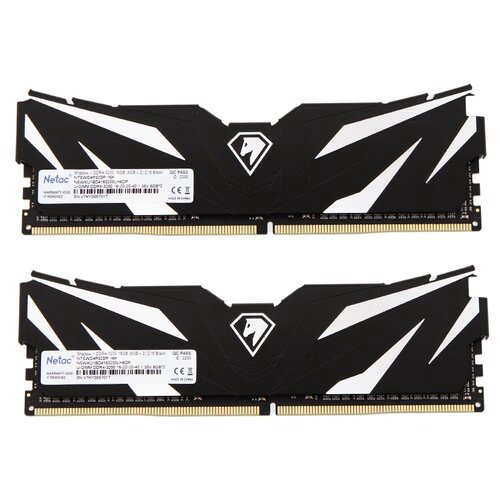 Модуль памяти DDR4 Netac Shadow II 16GB (2x8GB) 3200MHz CL16 1.35V / NTSWD4P32DP-16K / Black / with radiator