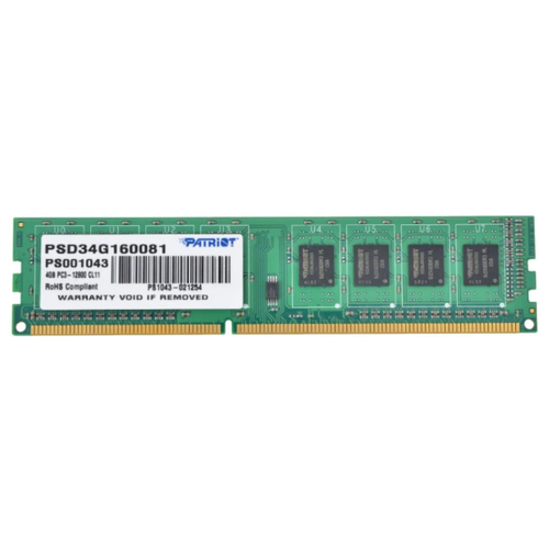 Оперативная память SO-DIMM 4 Гб DDR3 1600 МГц Patriot (PSD34G160081S) PC-12800