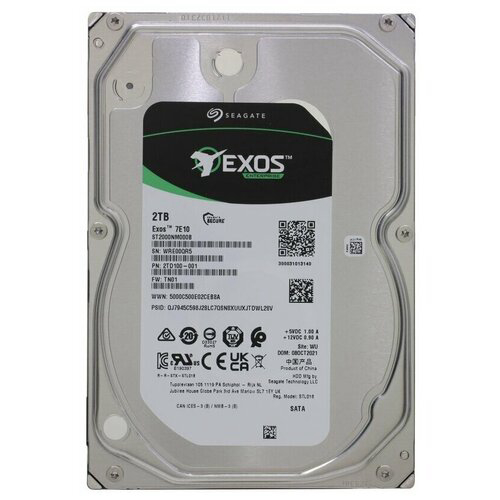 Жесткий диск SATA-3 2Tb Seagate Exos 7E10  [ST2000NM000B] 7200 об/мин, Cache 256MB