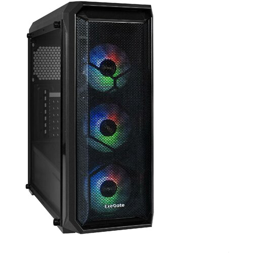 Корпус Miditower ExeGate i3 NEO (ATX, без БП, 2USB+USB3.0, HD аудио, 3x12см RGB, контр+ПДУ, опции+)