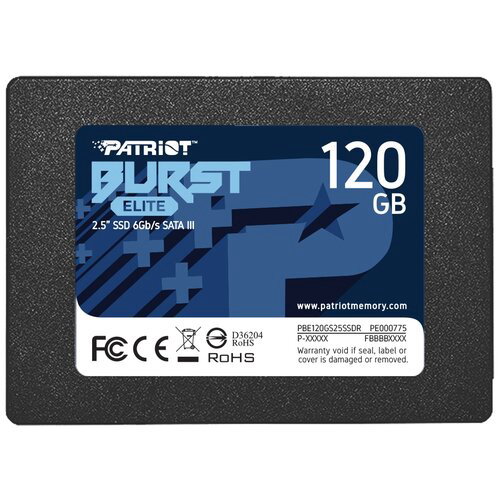 SSD 2.5" Patriot 120GB Burst Elite <PBE120GS25SSDR> (SATA3, up to 450/320Mbs, 50TBW, 7mm)