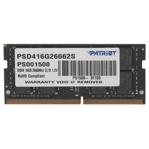 Оперативная память 16Gb DDR4 2666MHz Patriot SO-DIMM (PSD416G26662S)