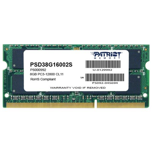 Оперативная память SO-DIMM 8 Гб DDR3 1600 МГц Patriot (PSD38G16002S) PC-12800