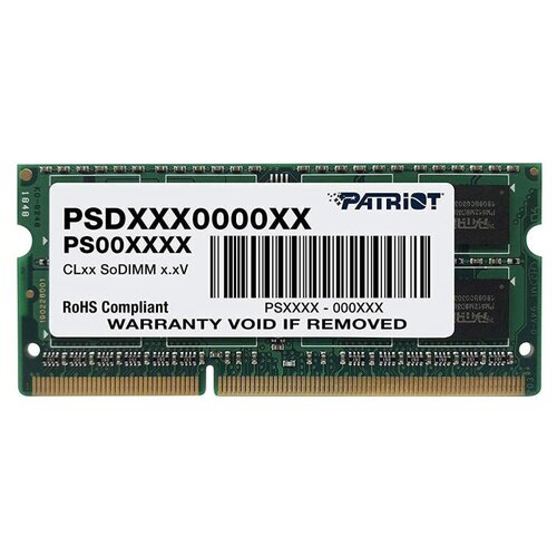 Оперативная память SO-DIMM 4 Гб DDR3 1600 МГц Patriot (PSD34G1600L2S) PC-12800