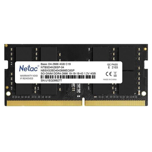 Оперативная память 4Gb DDR4 2666MHz Netac SO-DIMM (NTBSD4N26SP-04)