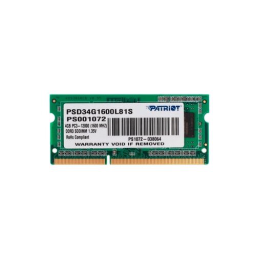 Оперативная память SO-DIMM 4 Гб DDR3 1600 МГц Patriot (PSD34G1600L81S) PC-12800