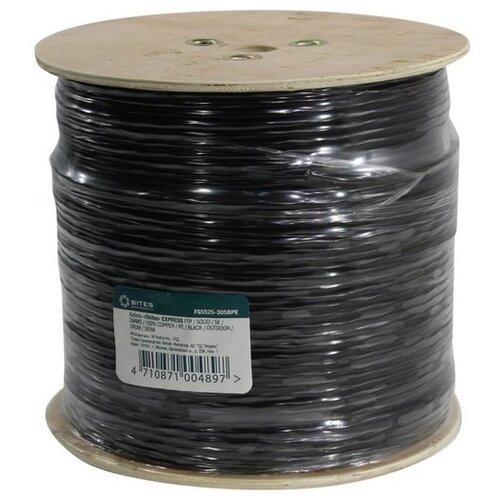 5bites FS5525-305BPE Кабель Express FTP/SOLID/5E/24AWG/COPPER/PE/BLACK/OUTDOOR/DRUM/305M