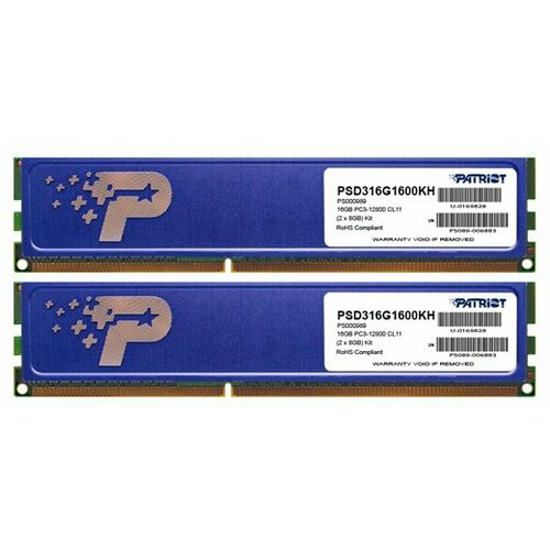 DDR 3 DIMM 16Gb (8GBx2) PC12800, 1600Mhz, PATRIOT Signature (PSD316G1600KH) (retail)