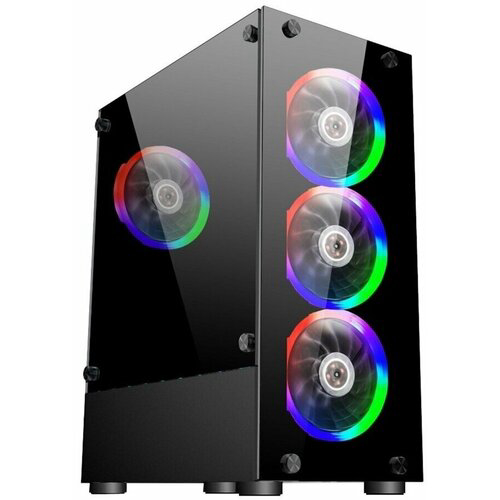 Корпус 1STPLAYER FIRE DANCING V3-A / ATX, tempered glass / 4x 120mm LED fans inc. / V3-A-4R1