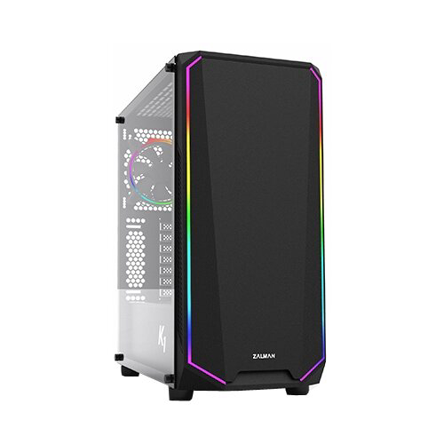 Корпус ZALMAN K1 Rev.B, ATX, BLACK, WINDOW, EDGE RGB DESIGN, 2x3.5", 2x2.5", 2xUSB2.0, 2xUSB3.0