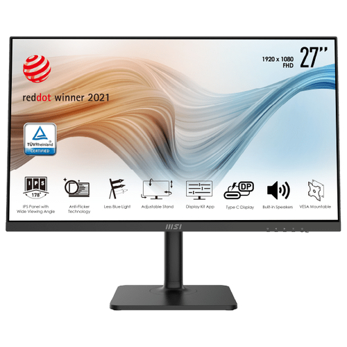 Монитор MSI PRO 27&quot; MD271P {IPS 1920x1080 75Hz 5ms 178/178 250cd 1000:1 8bit(6bit+FRC) HDMI1.4 USB-C(PD 15W; DP mode) AudioOut 2x1W Pivot VESA} [9S6-3PA49H-006]