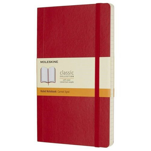 Блокнот Moleskine CLASSIC SOFT QP616F2 Large 130х210мм 192стр. линейка мягкая обложка красный