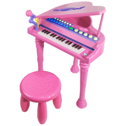 Детское пианино со стульчиком (2669-3205A) розовое, 32 клавиши
