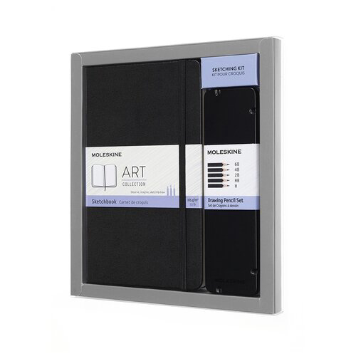 Набор Moleskine Art Collection пенал с черногр.карандашами/блокнот Large нелинованный черный