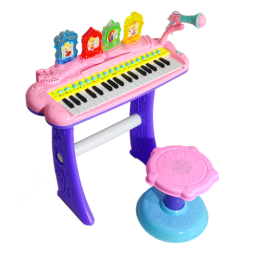 Детский синтезатор со стульчиком (2269-207) розовый, 37 клавиш
