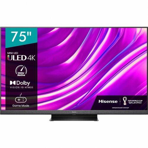 Телевизор QLED Hisense 75" 75U8HQ черный 4K Ultra HD 120Hz DVB-T DVB-T2 DVB-C DVB-S DVB-S2 WiFi Smar