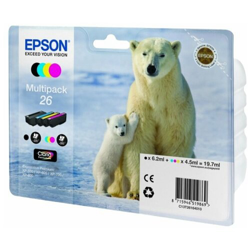 Картридж струйный Epson T2616 C13T26164010 4цв. набор для Epson XP-600/700/800